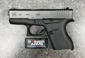 The Glock 43 9mm single stack pistol